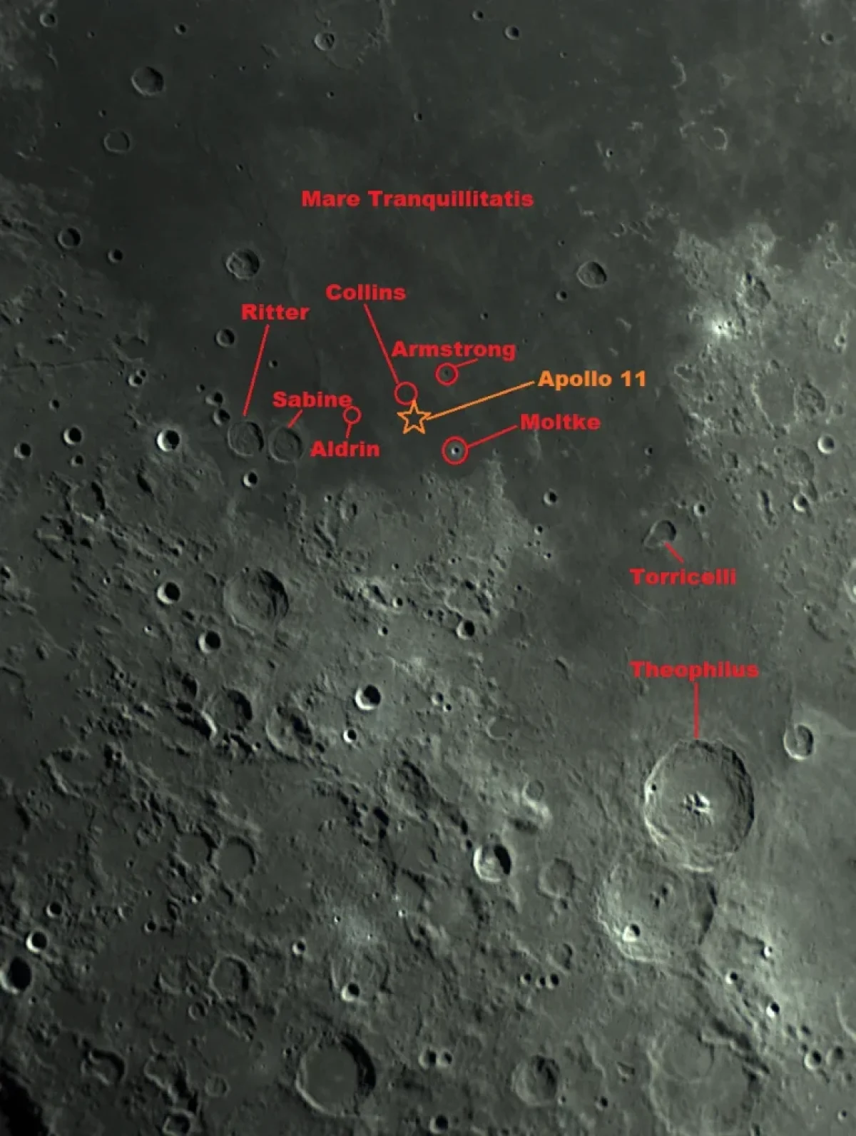 Scroll the slider to switch between the images of the Moon and its annotated image