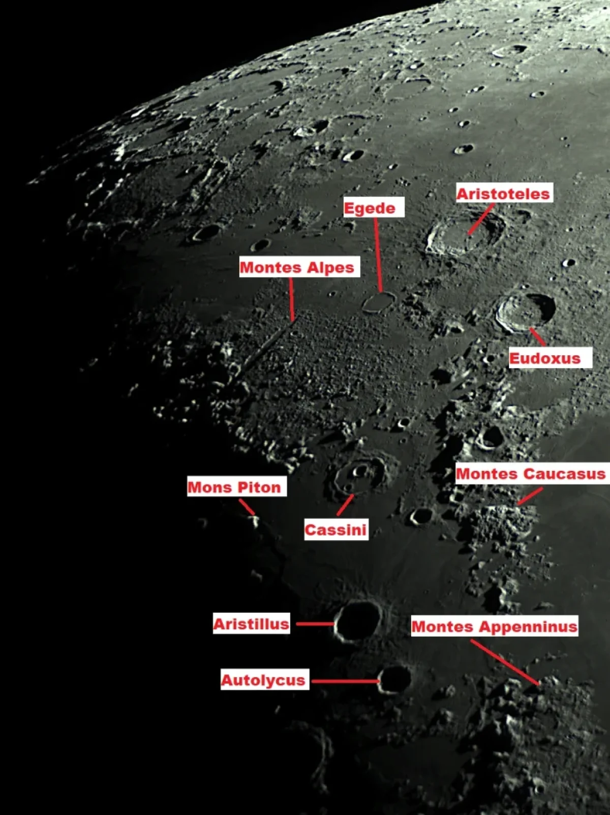 Scroll the slider to switch between the images of the Moon and its annotated image