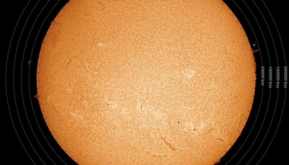 Sun H-Alpha with labels (2024-09-30 18:47 UT)